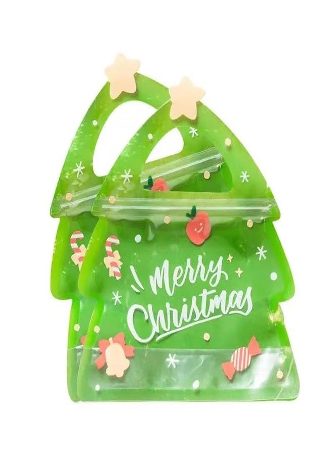 ESUOHYM Christmas Treat Bags For Clear Tree Shaped Ziplock Reusable Goodie Bag Xmas Sealable Bags With Handle For Candy, Cookie, Snack, Party Supplies 10 PCS - Image 1